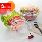 Disposable take away clear plastic salad bowl with lid