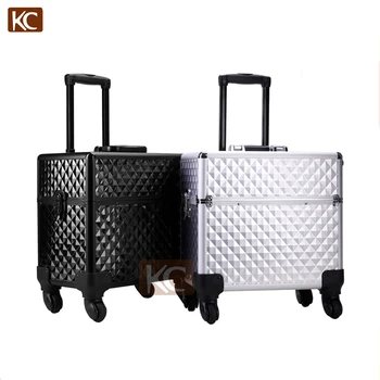 Beauty Aluminum Nail Makeup Rolling Case With Drawer View Rolling