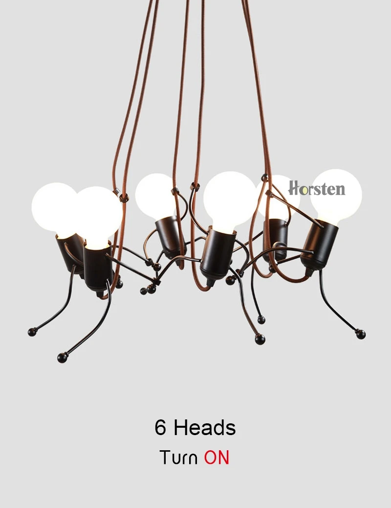 Creative Modern LED Pendant Lamp Black Small Iron Man Pendant Lights For Living Room Children Room Decoration Hanging Lamp (11)