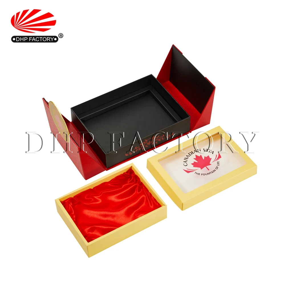 gold foil paper satin lined tea set rigid gift box