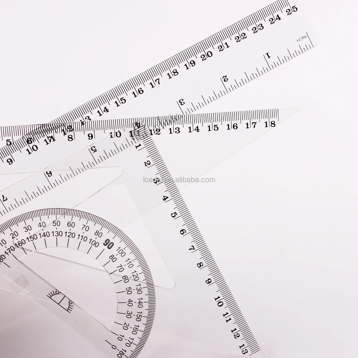 25cm Ruler Triangle 4pcs Geometric School Ruler Set