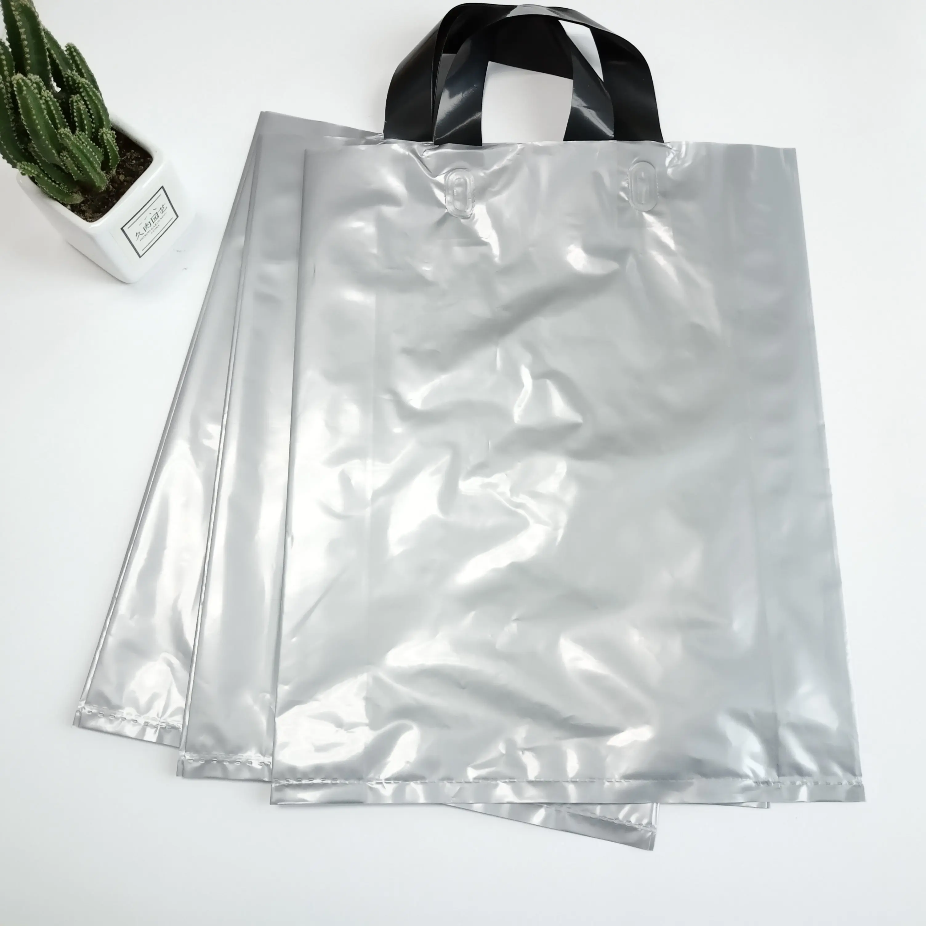 custom printed clear plastic die cut plastic take out bags for