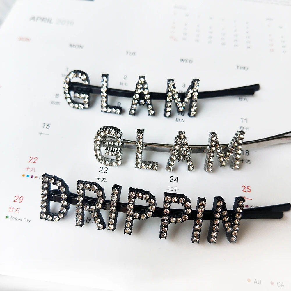 6.5cm single silver rhinestone bobby pin silver full crystal hair clip korean hair accessories for women