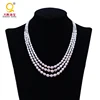 Wholesale tear drop rice pearl 3 rows real pearl women necklace