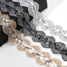Embroidery Sequin Beaded Floral Mesh Lace Trim for Dresses Clothing Decoration