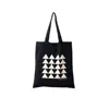 Black Fashion Tote Bags for Girl Triangle Printed Foldable 100% Cotton Shopping Bag