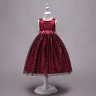 Fashion girl party dress Sleeveless dresses champagne red purple color kids clothes baby girls children party dress for 4-10yrs