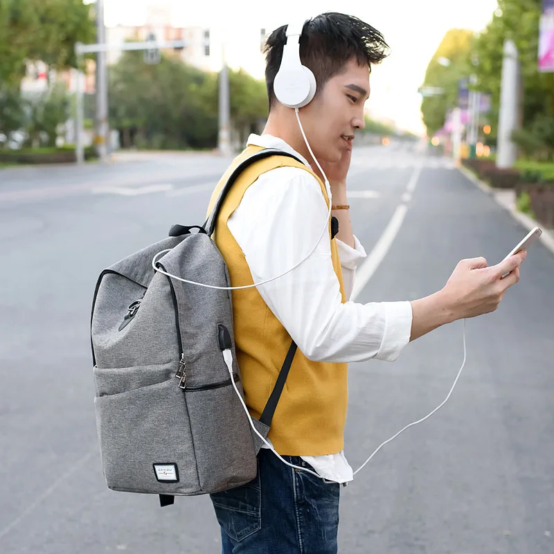 Anti Theft Men Backpack Canvas Large USB Recharging Women Laptop Bag Boy Girl School Bag Teenager Travel Backpack Mochila BP0209 (7)