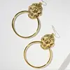 wholesale fashion women jewelry earrings lion head drop statement earrings big gold hoop earrings