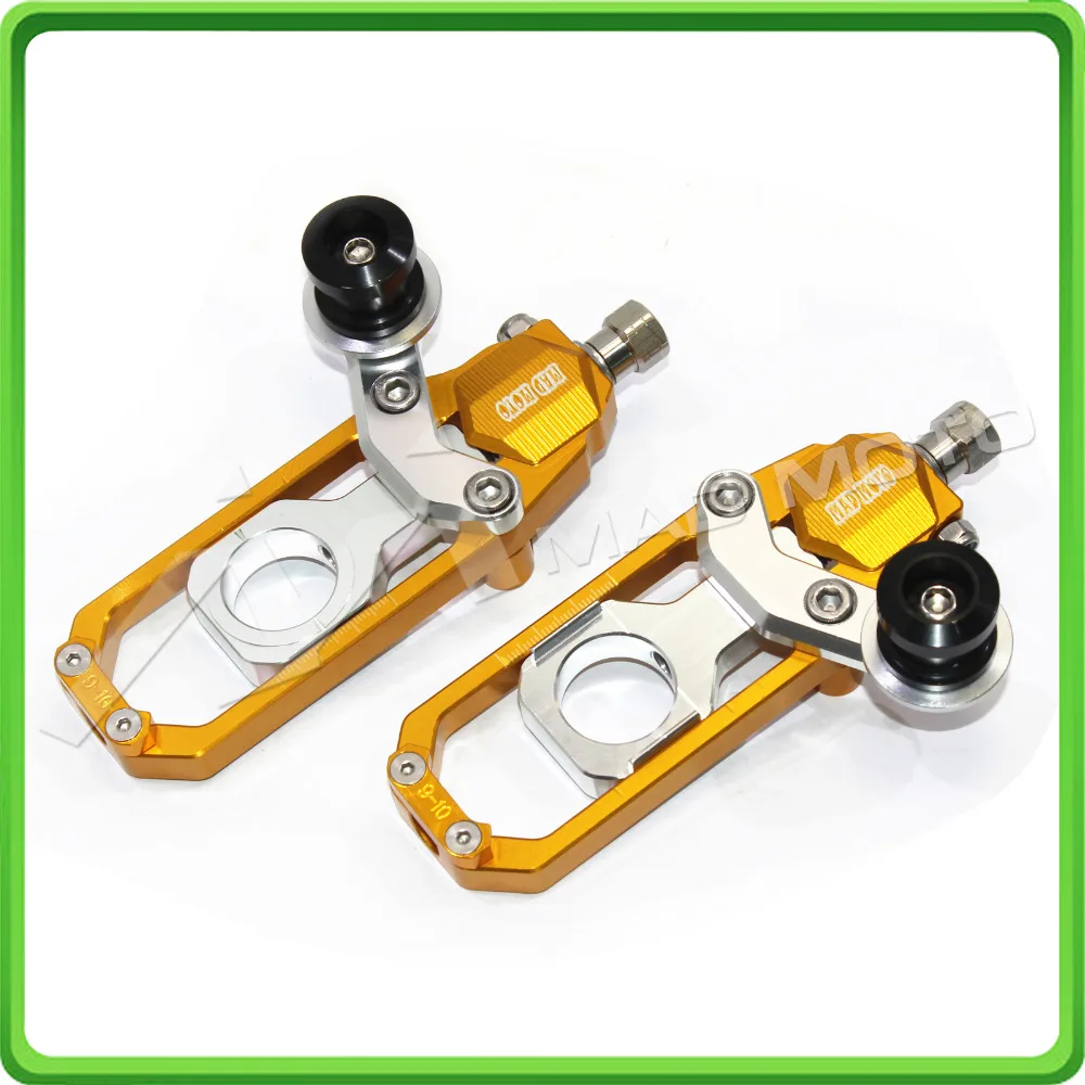Motorcycle Chain Tensioner Adjuster with paddock bobbins fit for HONDA CBR 1000 RR CBR1000RR 2004 2005 2006 2007 Gold & Silver (5)