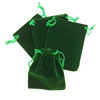 7x9cm Green Velvet Drawstring Pouch Jewelry Birthday Christmas Bags