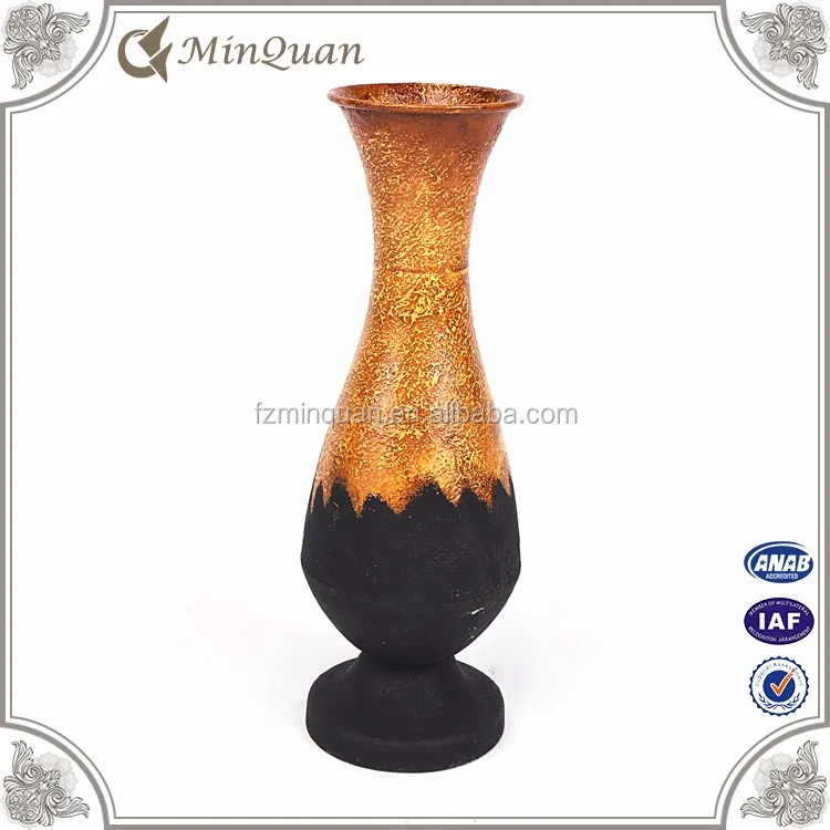 india antique gold metal flower vase , mini narrow neck vase