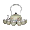 Chinese style 999 silver enamel tea kettle set