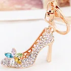 Women Bag Charms Keychain Car Keys Holder Keyring Crystal High Heel Shoes Key Chains
