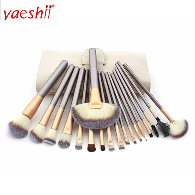 

Yaeshii 24pcs New Hot Selling Gold Professional Cosmetic Custom Logo Makeup Brush Set, Optional