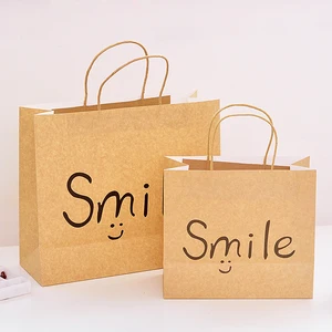 professional factory made bleached kraft paper bag handle