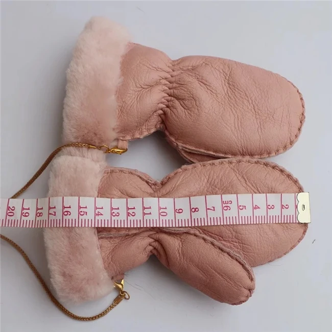 Warm Baby Real Lamb Fur Mitten Kids Fingerless Leather Gloves