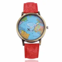 

Fashion mini world map print airplane quartz watches,canvas belt watch men,mens cool watches wholesale(PW203)