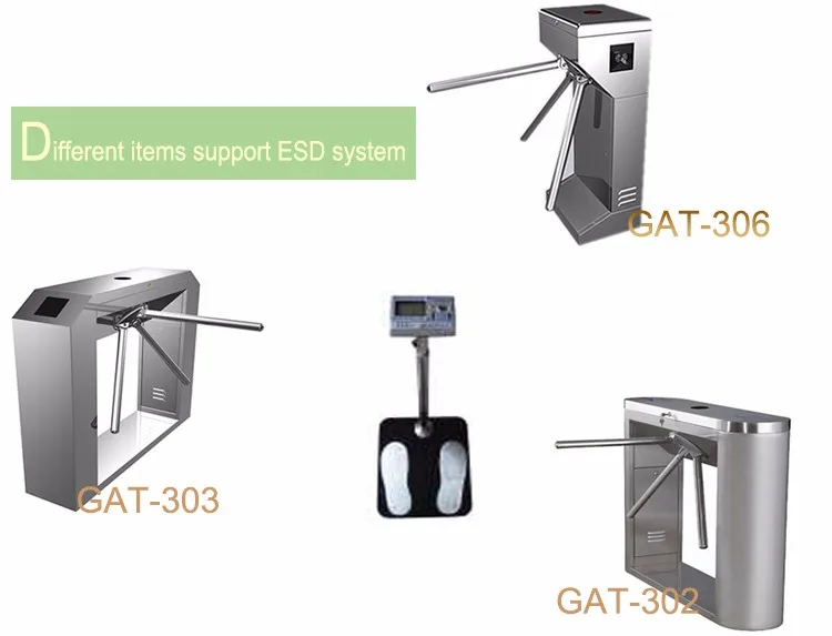 Stainless Steel 304 ESD Turnstile Gate with 24 Months Warranty and 1200*280*1000 mm Dimensions