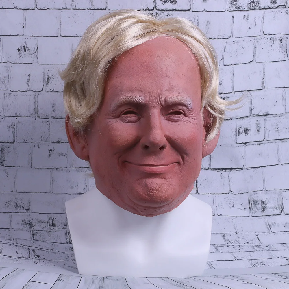 Realistic Trump Mask Putin Mask Presidential Costume Adults Halloween Deluxe Latex Full Head Donald Trump Mask with Hair (2)