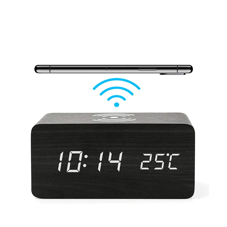Multi-function Digital Wooden Wireless Charger Alarm Clock, White wood;black wood;brown wood;sandal wood
Multi-function Digital Wooden Wireless Charger Alarm Clock, White wood;black wood;brown wood;sandal wood