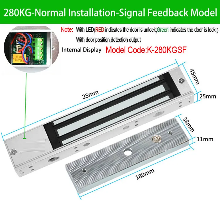 Keysecu 600lbs Electromagnetic Lock For Single Door 280kgs Holding