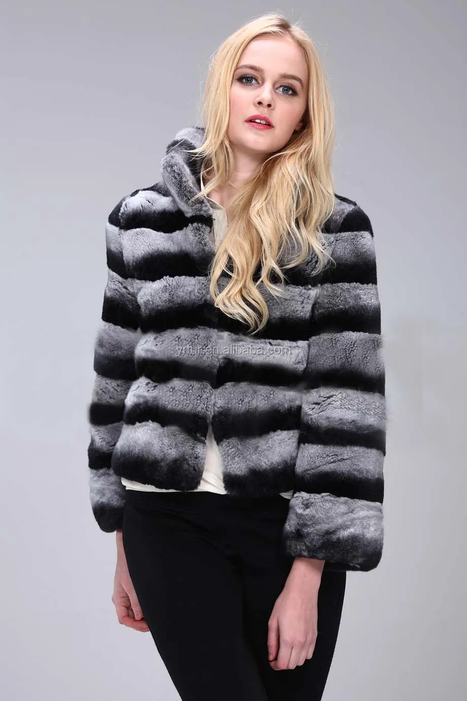 yr414 chinchilla color top quality women winter fur jacket