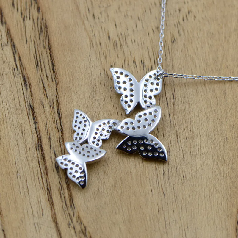 Real 925 sterling silver butterfly necklaces
