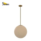 Indoor Big Glass Ball Pendant Lamp Satin Brass Globe Pendant Light