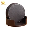 Classic PU Leather Drink Coasters with Holder Set of 6 Blank Round Square Shape