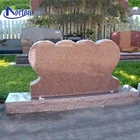 Grave memorial monument red stone tombstone slab NTST-022Y
