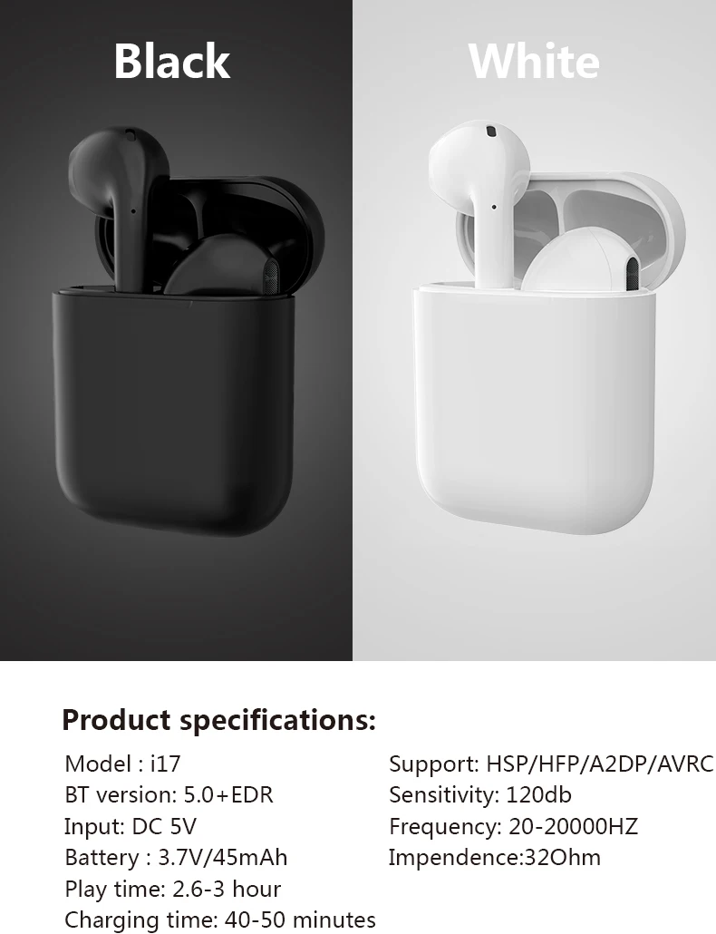 Newest i17 TWS 5.0 Earphone HIFI Super Bass Sound Wireless Earbuds Touch Earphones For phone - ANKUX.COM