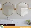 Norhs nordic stylish metal frame hexagon wall bathroom mirror in matt black finished