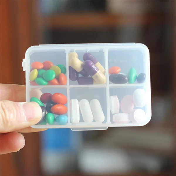 Portable Good Quality 4 Compartment Plastic Pill Box,Small Pill Container Pill Dispenser