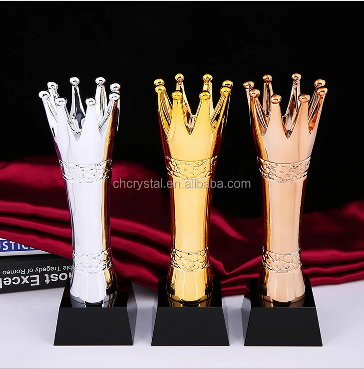 MH-NJ00459 prêmio Troféu de cristal Coroa de Ouro coroa de resina troféu