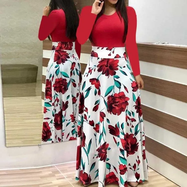Dress Party Wear Wholesale Women Dress Long Evening Flower Printing Long Sleeve Ladies Dress Pants For Lady
Dress Party Wear Wholesale Women Dress Long Evening Flower Printing Long Sleeve Ladies Dress Pants For Lady