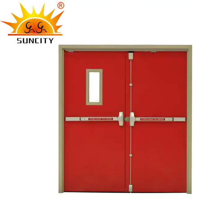 Israel Vision Panel Steel Fire Escape Doors Certificate With Push