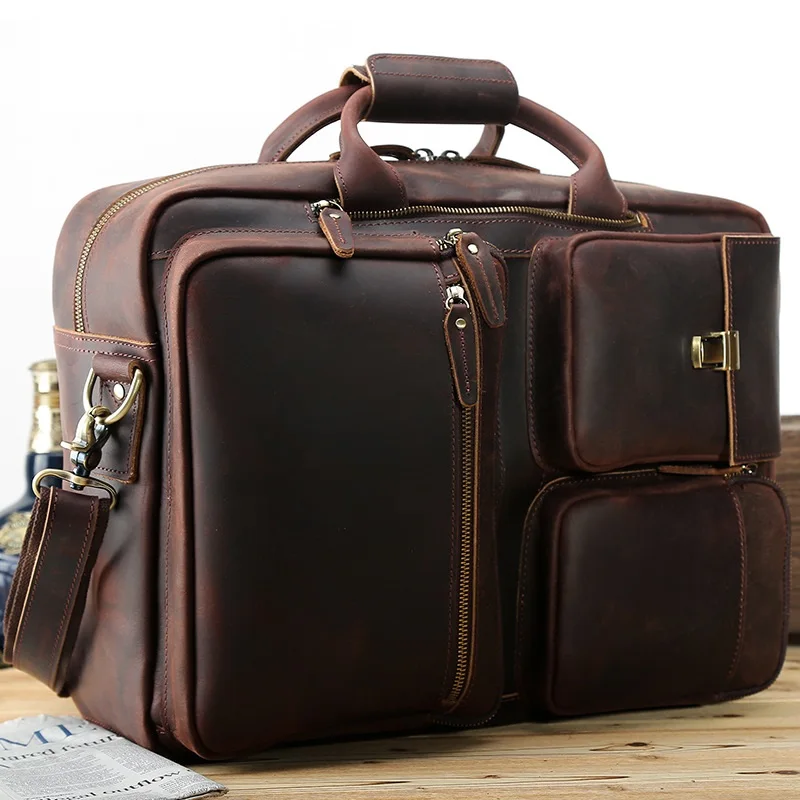 Wholesale Europe and America new leather men's large briefcase 17 inches multi-functional computer bag retro mad horse leather b
Wholesale Europe and America new leather men's large briefcase 17 inches multi-functional computer bag retro mad horse leather b