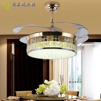 Invisible Crystal Ceiling Fan Restaurant Silent Fan Lamp