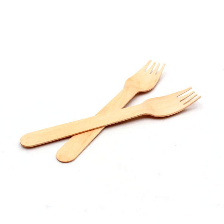 100pcs/bag wholesale food grade wooden fork with custom logo