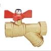 Forged CW617n brass ball valve with strainer, Y type filter ball valve