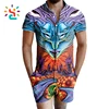 Custom Printing Demon romper mens 3D full printed jumpsuit men rompers 100% cotton short sleeve adult clothing