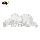 Turkish Royal Gold Decal 72 PCS Bone China Dinnerware Porcelain Dinner Set Ceramic