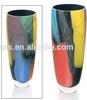 Handblown art elegant glass vase with black rim high quality