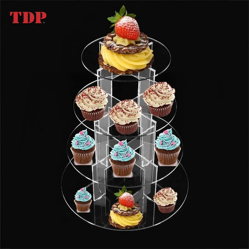 3/4 Tier Party Wedding Cup Cake Display Holder Round Circle Clear Acrylic Cupcake Stand