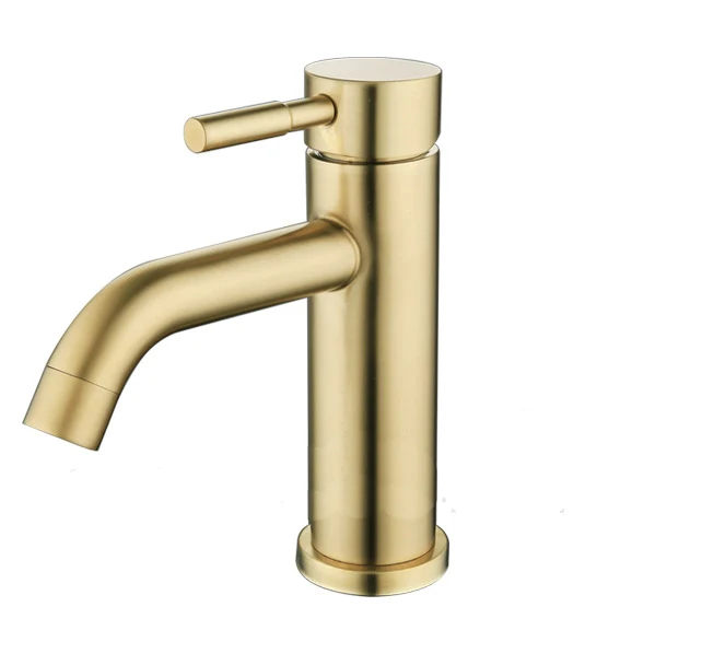 Stainless Steel Brushed Gold Bathroom Faucet Mixer Basin Tap
