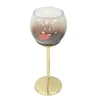 Beautiful decal long-stemmed glass candle holder