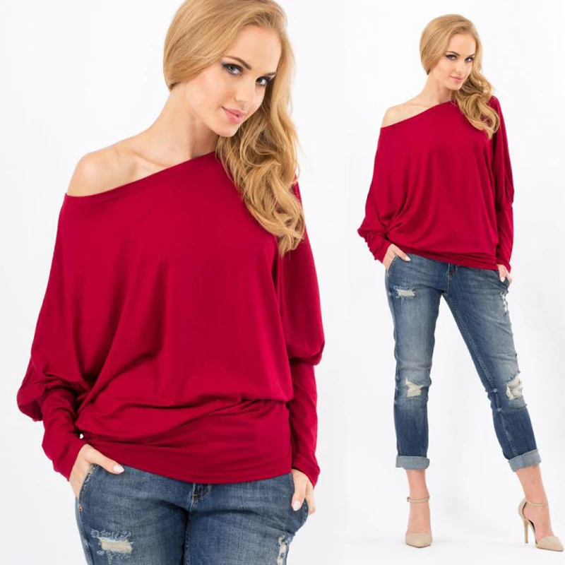 asymmetric batwing off shoulder blouse