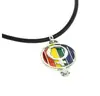 Stainless Steel Over And Under Rainbow Double Female Lesbian Pride Pendant. LGBT Pride Pewter Necklace