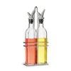 Essential Oil and Vinegar Bottle Set with Stainless Steel Rack and Removable Cork